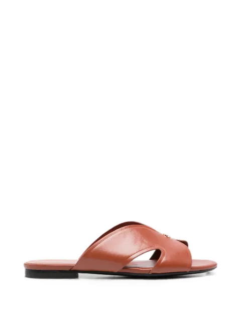 SERGIO MORETTI FIRENZE cut-out leather slippers Brown 659426107