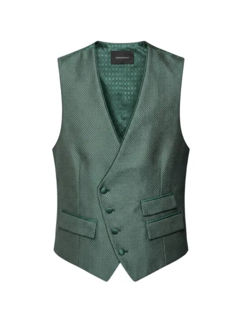 RAMON SANJURJO micro-pattern waistcoat Green 3629366826