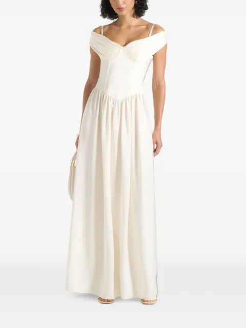 Manière De Voir Sia in ivory off-shoulder satin corset maxi dress White WMN4545