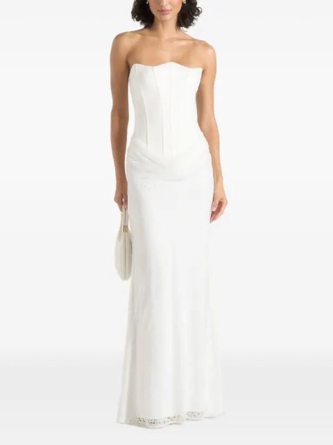 Manière De Voir Corina satin corset cowl-lace maxi dress white White WMN44331