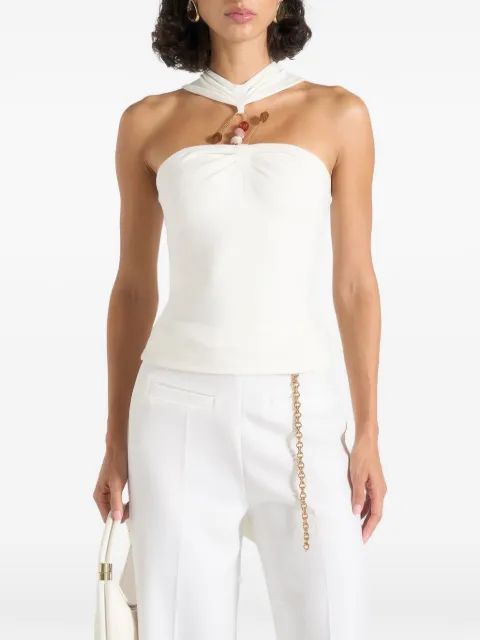Manière De Voir Abigail in white hardware detail open-back tie crop top White WMN4525
