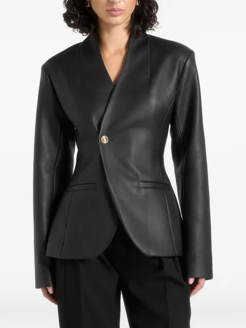 Manière De Voir Ina in black leather cinched-waist kimono blazer Black WMN4371