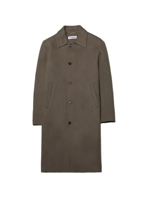 Jil Sander diagonal-weave single-breasted coat Brown J22SW0140J40349
