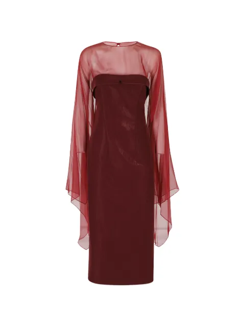 Alberta Ferretti midi sheer-overlay strapless-style dress Red A04466637099