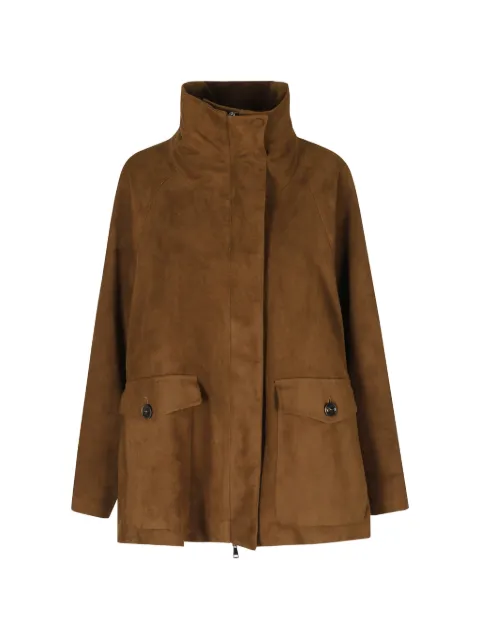 Alysi Dainetto high-neck raglan-sleeve coat Brown 166913A6001