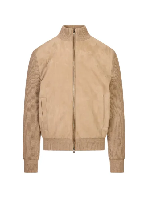 Agnona suede-panelled ribbed-knit jacket Neutrals TH12U3XM7009