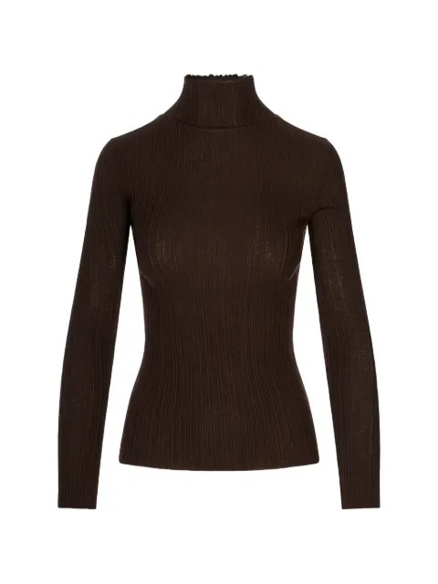 Agnona ribbed-knit scalloped-edge sweater Brown K2020387V180Q