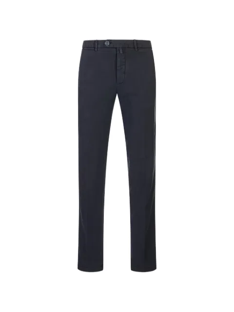 Kiton logo-patch button-fastening trousers Blue UFPP79RK0103L