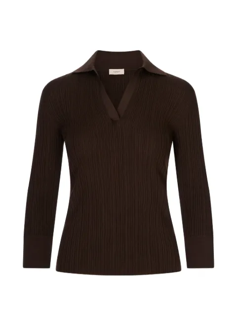 Agnona ribbed-knit buttoned-cuff top Brown K3120167V180Q