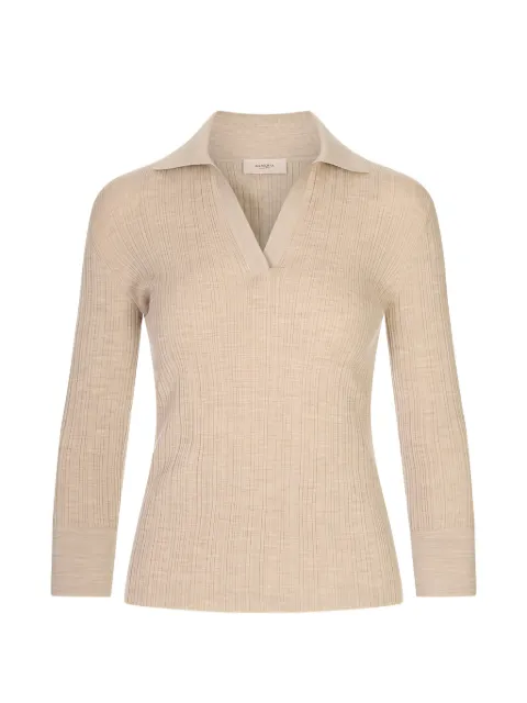 Agnona ribbed-knit buttoned-cuff sweater Neutrals K3120167V180Q
