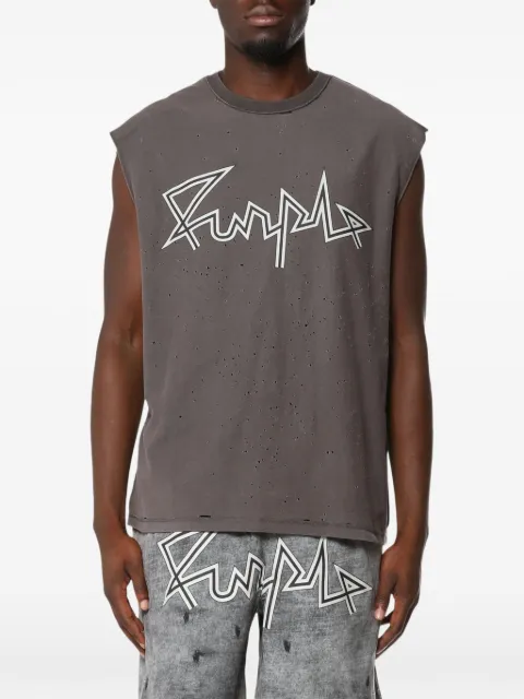 Purple Brand distressed logo-print tank top Grey P103TJSP326