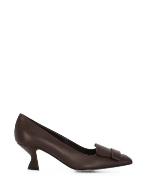 Sergio Rossi plaque-detail squared-toe heeled pumps Red B14550MFL3461106026