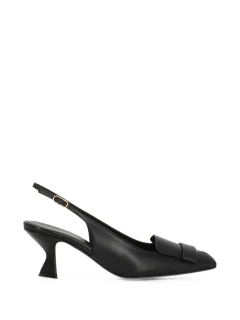 Sergio Rossi plaque-detail squared-toe slingback pumps Black B14560MFL3461101000