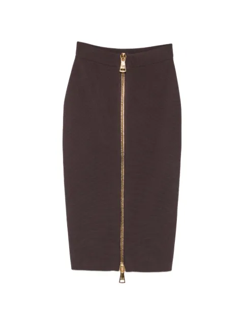 Elisabetta Franchi front-zip pencil midi skirt Brown GK28B66E2
