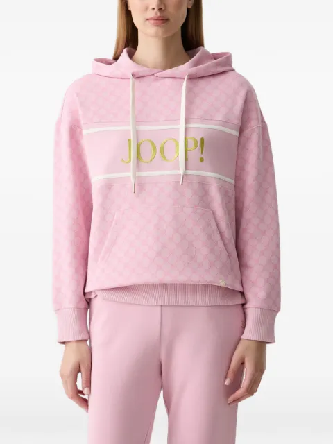 Joop! cornflower-pattern logo-embroidered hoodie Pink 30030062