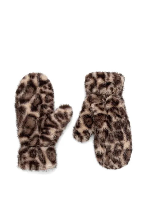 Joseph Ribkoff leopard-print faux-fur mittens Brown 263977