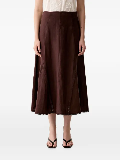 Hoss Intropia Raina crochet-trim flared midi skirt Brown 8423039