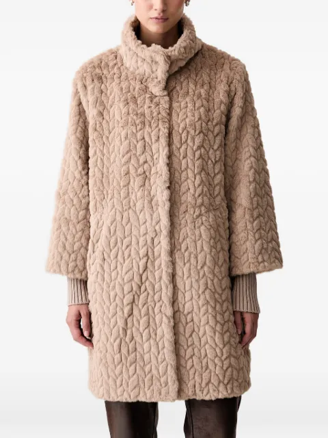 Joseph Ribkoff chevron-pattern faux-fur coat Neutrals 263915
