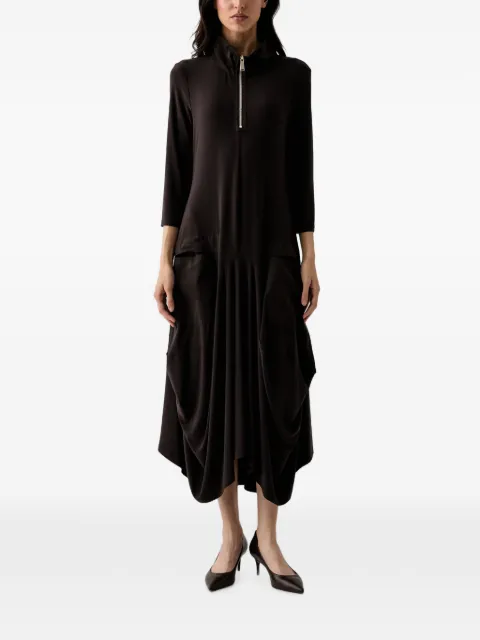 Joseph Ribkoff quarter-zip draped midi dress Brown 263159