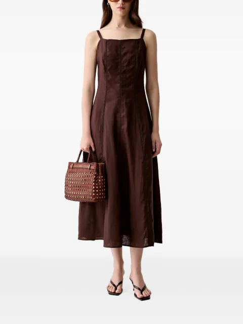 Hoss Intropia Antonela ladder-stitch sleeveless midi dress Brown 8223375