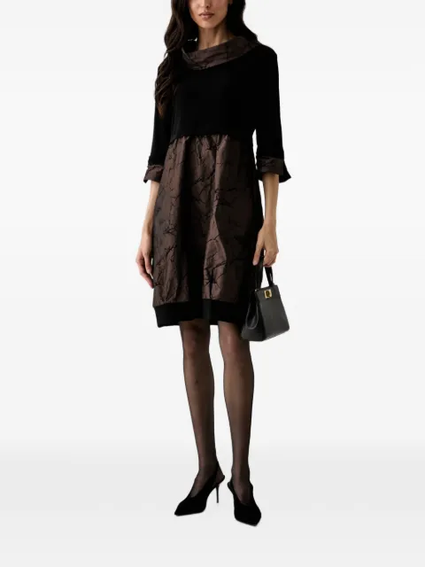 Joseph Ribkoff marble-print cowl-neck mini dress Black 263219