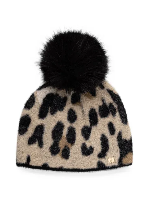 Joseph Ribkoff leopard-print pompom beanie hat Neutrals 263984