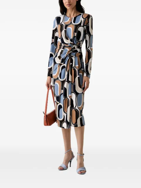 Joseph Ribkoff geometric-print ruched midi dress Blue 263218