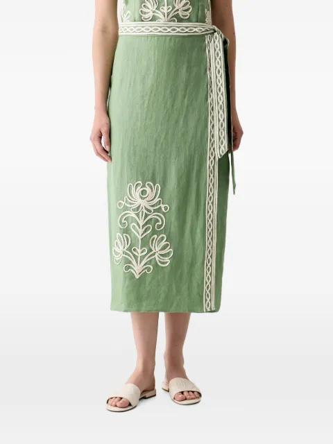 Hoss Intropia Renata. embroidered midi skirt Green 8423040