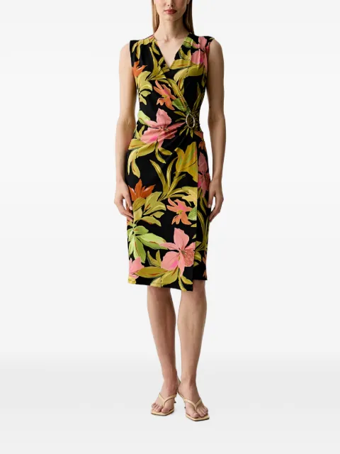 Joseph Ribkoff floral-print wrap-style mini dress Black 262108