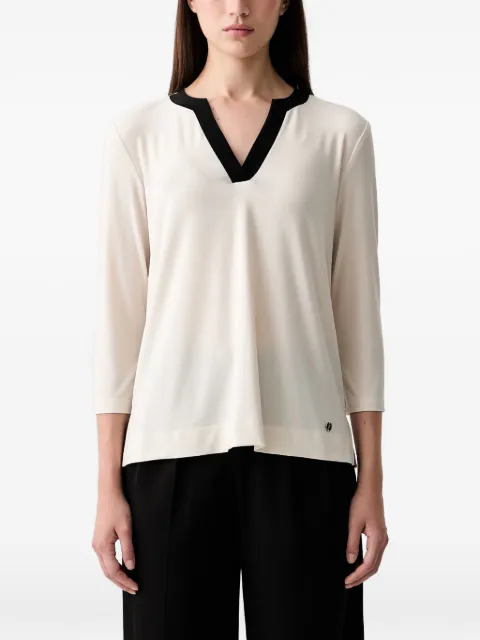 Joseph Ribkoff contrast-trim three-quarter-sleeve top Neutrals 263629