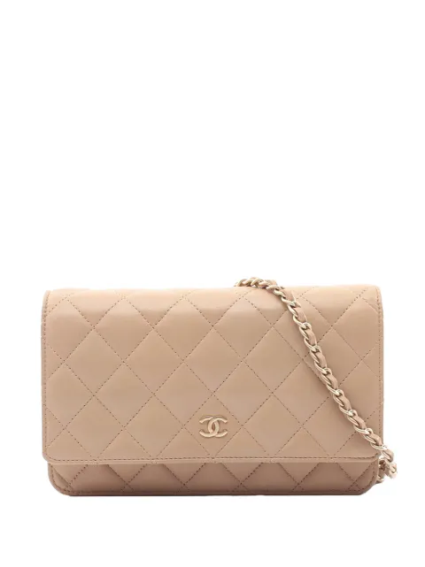 CHANEL Pre-Owned 2013-2014 CC Quilted Lambskin Wallet On Chain crossbody bag Neutrals BFDXYB8RWP67SMDL