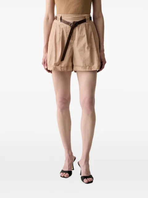 Haveone belted pleated tailored shorts Neutrals PFLQ233