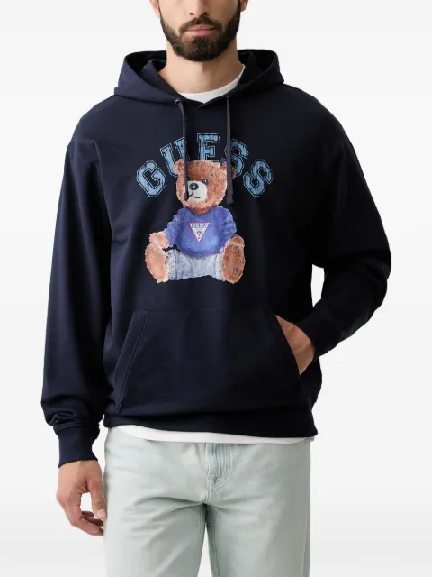 GUESS USA logo-print teddy-bear hoodie Blue M6YQ38K5436