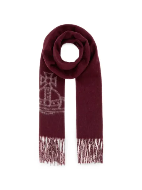 Vivienne Westwood Orb-motif fringed scarf Red 81030006W01MK