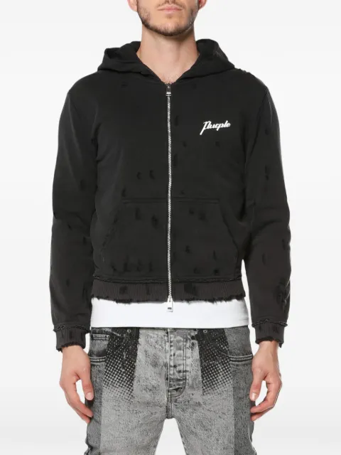 Purple Brand distressed hoodie Black M4192SJBG326