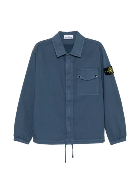 Stone Island Compass-patch herringbone shirt Blue L2S151200014S0456