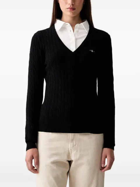 Gant cable-knit V-neck sweater Black 4800101
