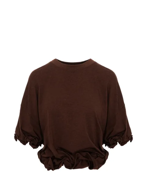 Seen Users Twombly Bloom ruffled T-shirt Brown SEEN12TOP02