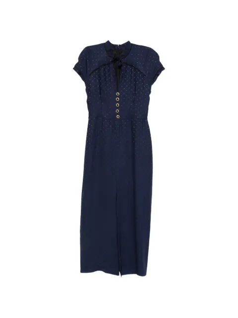 Alessandra Rich star-print tie-neck midi dress Blue FABX4432F4853