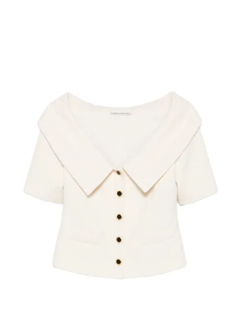 Alessandra Rich off-shoulder button-up jacket Neutrals FABX4479F4801