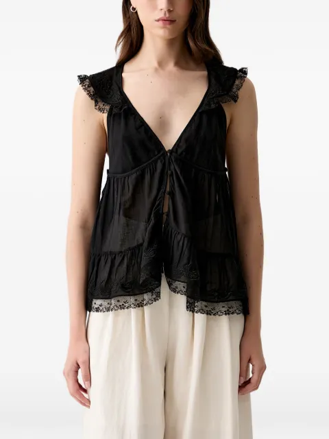 Hoss Intropia Celeste. lace-trim embroidered blouse Black 5873412