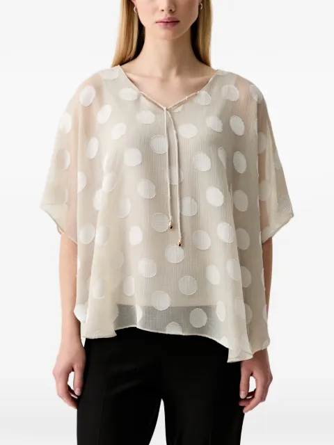 Joseph Ribkoff polka-dot tie-neck blouse Neutrals 262258