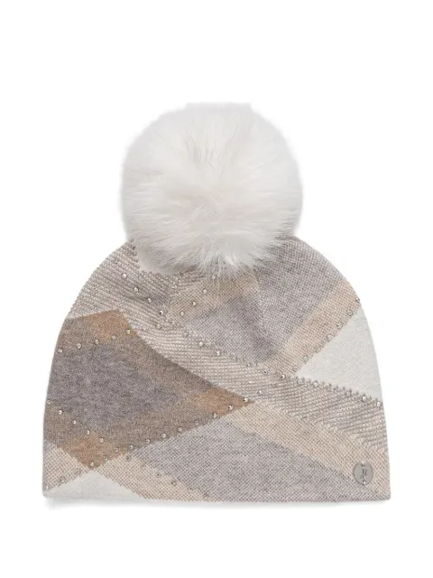Joseph Ribkoff rhinestone-embellished pompom beanie hat Neutrals 263980