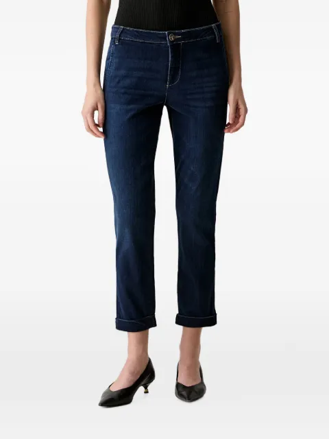 FRACOMINA logo-plaque turn-up jeans Blue FP25WV4001D46093