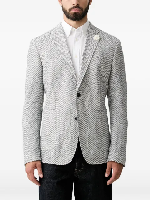 Joop! herringbone-pattern notch-lapels blazer White 30102462