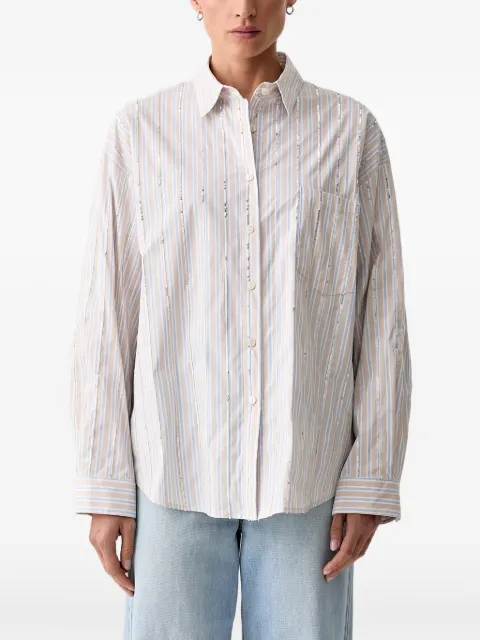 Isabelle Blanche embellished striped shirt Neutrals IS26SSC079