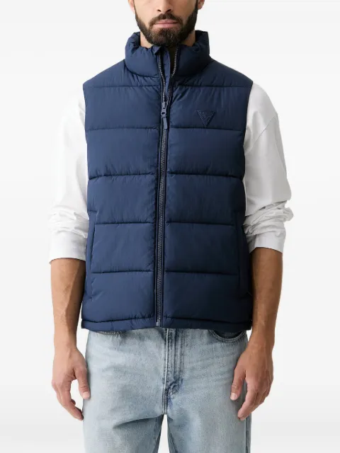 GUESS USA quilted logo-patch gilet Blue Z5YL08WGTN0