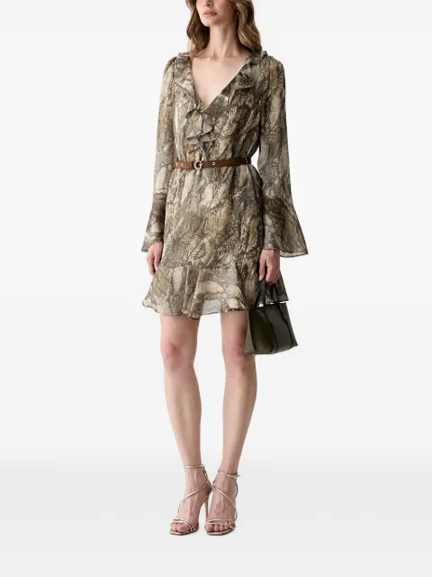 GUESS USA animal-print ruffled mini dress Green W6YK35W2959