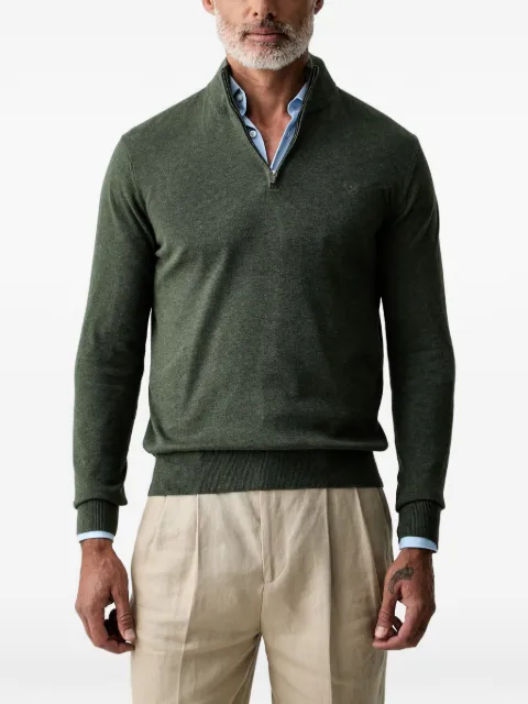 Hackett London quarter-zip embroidered-logo sweater Green HM7000117