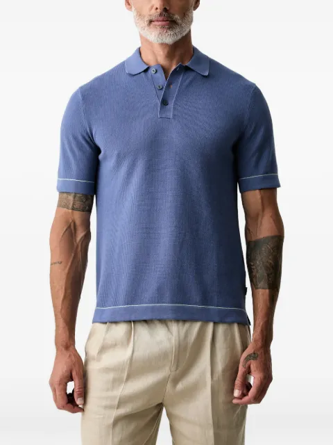 Hackett London ribbed-knit short-sleeve polo shirt Blue HM7000212